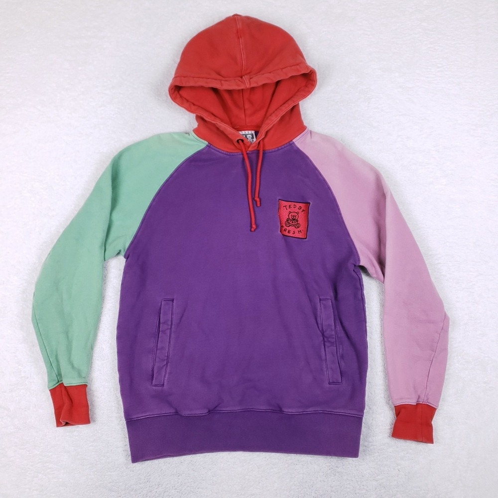Teddy Fresh Colorblock Pullover Hoodie Size Small Purple